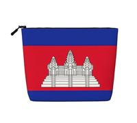 GaxfjRu Bolsa de maquillaje de viaje con estampado de bandera de Camboya, bolsa de aseo con cremallera, organizador de maquillaje para mujer, Negro -, Talla única
