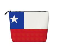 GaxfjRu Bolsa de maquillaje de viaje con estampado de bandera de Chile, bolsa de aseo con cremallera, organizador de maquillaje para mujer, Negro -, Talla única