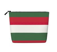 GaxfjRu Bolsa de maquillaje de viaje con estampado de bandera de Hungría, bolsa de aseo con cremallera, organizador de maquillaje para mujer, Negro -, Talla única