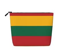 GaxfjRu Bolsa de maquillaje de viaje con estampado de bandera de Lituania, bolsa de aseo con cremallera, organizador de maquillaje para mujer, Negro -, Talla única