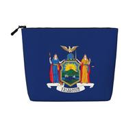 GaxfjRu Bolsa de maquillaje de viaje con estampado de bandera de Nueva York, bolsa de aseo con cremallera, organizador de maquillaje para mujer, Negro -, Talla única
