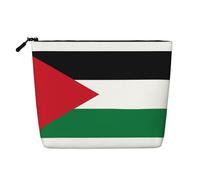 GaxfjRu Bolsa de maquillaje de viaje con estampado de bandera de Palestina, bolsa de aseo con cremallera, organizador de maquillaje para mujer, Negro -, Talla única