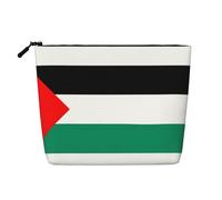 GaxfjRu Bolsa de maquillaje de viaje con estampado de bandera de Palestina, bolsa de aseo con cremallera, organizador de maquillaje para mujer, Negro -, Talla única