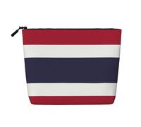 GaxfjRu Bolsa de maquillaje de viaje con estampado de bandera de Tailandia, bolsa de aseo con cremallera, organizador de maquillaje para mujer, Negro -, Talla única