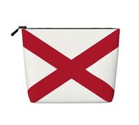 GaxfjRu Bolsa de maquillaje de viaje con estampado de bandera del estado de Alabama, bolsa de aseo con cremallera, organizador de maquillaje para mujer, Negro -, Talla única
