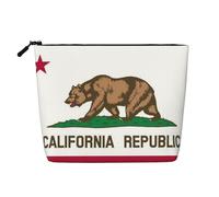 GaxfjRu Bolsa de maquillaje de viaje con estampado de bandera del estado de California, bolsa de aseo con cremallera, organizador de maquillaje para mujer, Negro -, Talla única