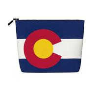GaxfjRu Bolsa de maquillaje de viaje con estampado de bandera del estado de Colorado, bolsa de aseo con cremallera, organizador de maquillaje para mujer, Negro -, Talla única