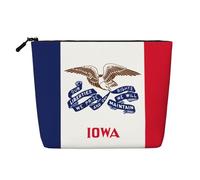 GaxfjRu Bolsa de maquillaje de viaje con estampado de bandera del estado de Iowa, bolsa de aseo con cremallera, organizador de maquillaje para mujer, Negro -, Talla única