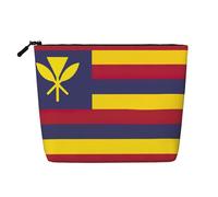 GaxfjRu Bolsa de maquillaje de viaje con estampado de bandera del Reino de Hawái, bolsa de aseo con cremallera, organizador de maquillaje para mujer, Negro -, Talla única