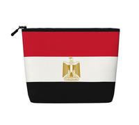 GaxfjRu Bolsa de maquillaje de viaje con estampado de bandera egipcia, bolsa de aseo con cremallera, organizador de maquillaje para mujer, Negro -, Talla única