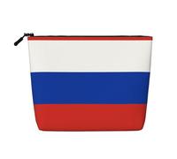 GaxfjRu Bolsa de maquillaje de viaje con estampado de bandera rusa, bolsa de aseo con cremallera, organizador de maquillaje para mujer, Negro -, Talla única