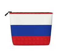 GaxfjRu Bolsa de maquillaje de viaje con estampado de bandera rusa, bolsa de aseo con cremallera, organizador de maquillaje para mujer, Negro -, Talla única