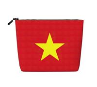 GaxfjRu Bolsa de maquillaje de viaje con estampado de bandera vietnamita, bolsa de aseo con cremallera, organizador de maquillaje para mujer, Negro -, Talla única