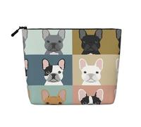GaxfjRu Bolsa de maquillaje de viaje con estampado de bulldog francés, bolsa de aseo con cremallera, organizador de maquillaje para mujer, Negro -, Talla única