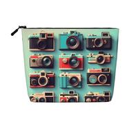 GaxfjRu Bolsa de maquillaje de viaje con estampado de cámara retro con cremallera, organizador de maquillaje para mujer, Negro -, Talla única