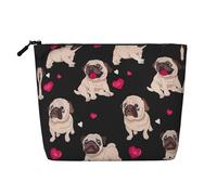 GaxfjRu Bolsa de maquillaje de viaje con estampado de carlino para mujer, Negro -, Talla única