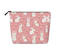 GaxfjRu Bolsa de maquillaje de viaje con estampado de conejo blanco, bolsa de aseo con cremallera, organizador de maquillaje para mujer, Negro -, Talla única