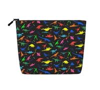 GaxfjRu Bolsa de maquillaje de viaje con estampado de dinosa, bolsa de aseo con cremallera, organizador de maquillaje para mujer, Negro -, Talla única