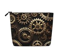 GaxfjRu Bolsa de maquillaje de viaje con estampado de engranajes steampunk, bolsa de aseo con cremallera, organizador de maquillaje para mujer, Negro -, Talla única