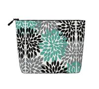 GaxfjRu Bolsa de maquillaje de viaje con estampado de flores de dalia, bolsa de aseo con cremallera, organizador de maquillaje para mujer, Negro -, Talla única