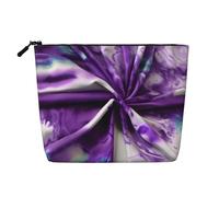 GaxfjRu Bolsa de maquillaje de viaje con estampado de flores de teñido anudado morado, bolsa de aseo con cremallera, organizador de maquillaje para mujer, Negro -, Talla única