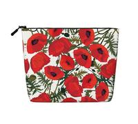 GaxfjRu Bolsa de maquillaje de viaje con estampado de flores para mujer, bolsa de aseo con cremallera, Negro -, Talla única