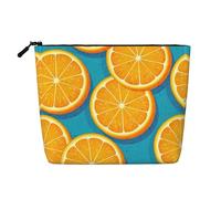 GaxfjRu Bolsa de maquillaje de viaje con estampado de frutas y naranjas, bolsa de aseo con cremallera, organizador de maquillaje para mujer, Negro -, Talla única