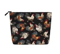 GaxfjRu Bolsa de maquillaje de viaje con estampado de gallos franceses, bolsa de aseo con cremallera, organizador de maquillaje para mujer, Negro -, Talla única