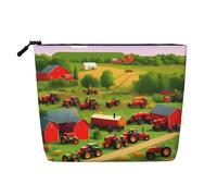 GaxfjRu Bolsa de maquillaje de viaje con estampado de granja de tractores, bolsa de aseo con cremallera, organizador de maquillaje para mujer, Negro -, Talla única