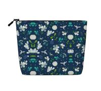 GaxfjRu Bolsa de maquillaje de viaje con estampado de hierba y paloma, bolsa de aseo con cremallera, organizador de maquillaje para mujer, Negro -, Talla única