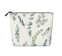 GaxfjRu Bolsa de maquillaje de viaje con estampado de hojas de eucalipto, bolsa de aseo con cremallera, organizador de maquillaje para mujer, Negro -, Talla única