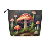 GaxfjRu Bolsa de maquillaje de viaje con estampado de hongos y pintura, bolsa de aseo con cremallera, organizador de maquillaje para mujer, Negro -, Talla única