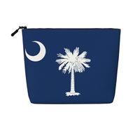 GaxfjRu Bolsa de maquillaje de viaje con estampado de la bandera de Carolina del Sur, bolsa de aseo con cremallera, organizador de maquillaje para mujer, Negro -, Talla única
