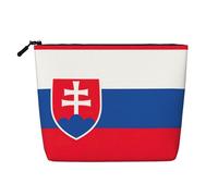 GaxfjRu Bolsa de maquillaje de viaje con estampado de la bandera de Eslovaquia, bolsa de aseo con cremallera, organizador de maquillaje para mujer, Negro -, Talla única