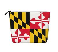 GaxfjRu Bolsa de maquillaje de viaje con estampado de la bandera de Maryland, bolsa de aseo con cremallera, organizador de maquillaje para mujer, Negro -, Talla única