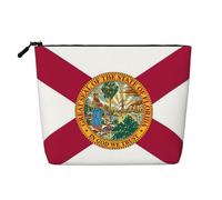 GaxfjRu Bolsa de maquillaje de viaje con estampado de la bandera del estado de Florida, bolsa de aseo con cremallera, organizador de maquillaje para mujer, Negro -, Talla única