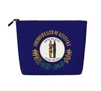 GaxfjRu Bolsa de maquillaje de viaje con estampado de la bandera del estado de Kentucky, bolsa de aseo con cremallera, organizador de maquillaje para mujer, Negro -, Talla única