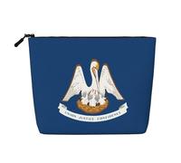 GaxfjRu Bolsa de maquillaje de viaje con estampado de la bandera del estado de Louisiana, bolsa de aseo con cremallera, organizador de maquillaje para mujer, Negro -, Talla única