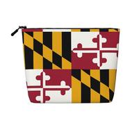 GaxfjRu Bolsa de maquillaje de viaje con estampado de la bandera del estado de Maryland, bolsa de aseo con cremallera, organizador de maquillaje para mujer, Negro -, Talla única