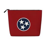 GaxfjRu Bolsa de maquillaje de viaje con estampado de la bandera del estado de Tennessee, bolsa de aseo con cremallera, organizador de maquillaje para mujer, Negro -, Talla única