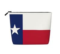 GaxfjRu Bolsa de maquillaje de viaje con estampado de la bandera del estado de Texas, bolsa de aseo con cremallera, organizador de maquillaje para mujer, Negro -, Talla única