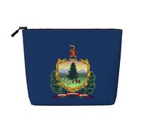 GaxfjRu Bolsa de maquillaje de viaje con estampado de la bandera del estado de Vermont, bolsa de aseo con cremallera, organizador de maquillaje para mujer, Negro -, Talla única