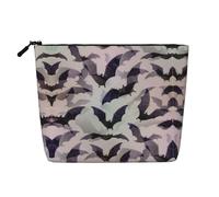 GaxfjRu Bolsa de maquillaje de viaje con estampado de murciélagos de Halloween, bolsa de aseo con cremallera, organizador de maquillaje para mujer, Negro -, Talla única
