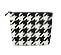 GaxfjRu Bolsa de maquillaje de viaje con estampado de pata de gallo, bolsa de aseo con cremallera, organizador de maquillaje para mujer, Negro -, Talla única