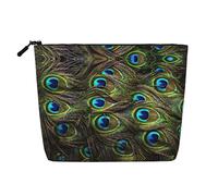 GaxfjRu Bolsa de maquillaje de viaje con estampado de pavo real, bolsa de aseo con cremallera, organizador de maquillaje para mujer, Negro -, Talla única