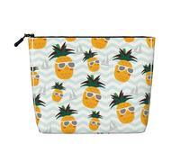 GaxfjRu Bolsa de maquillaje de viaje con estampado de piña, bolsa de aseo con cremallera, organizador de maquillaje para mujer, Negro -, Talla única