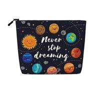 GaxfjRu Bolsa de maquillaje de viaje con estampado de planeta, bolsa de aseo con cremallera, organizador de maquillaje para mujer, Negro -, Talla única