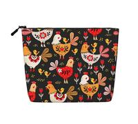 GaxfjRu Bolsa de maquillaje de viaje con estampado de pollos de gallo y organizador de maquillaje para mujer, Negro -, Talla única