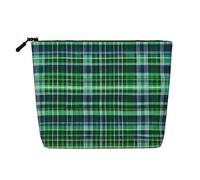 GaxfjRu Bolsa de maquillaje de viaje con estampado de tartán escocés azul y verde, bolsa de aseo con cremallera, organizador de maquillaje para mujer, Negro -, Talla única