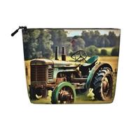 GaxfjRu Bolsa de maquillaje de viaje con estampado de tractor antiguo con cremallera, organizador de maquillaje para mujer, Negro -, Talla única